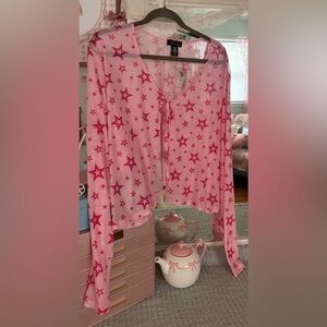 Pink Star Pattern Sheer shrug